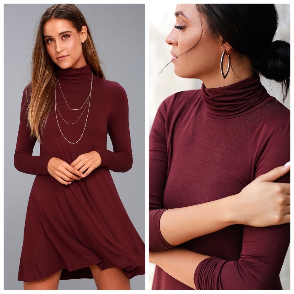 LULUS Sway, Girl, Sway! Wine Red Swing Dress Size M.